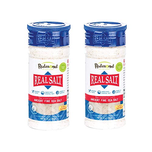 Redmond Real Sea Salt - Natural Unrefined Gluten-Free Fine Grain Salt, 10oz Shaker (2 Pack) - Perfect for Cooking, Baking & Seasoning Dishes
