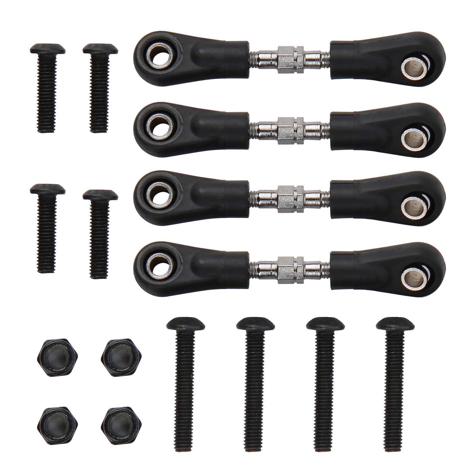 4Pcs RC Car Steering Tie Rod Set - Durable 1/10 Scale RC Crawler Upgrade Parts (46-55mm) for Off-Road RC Vehicles & Rock Crawling Scenes