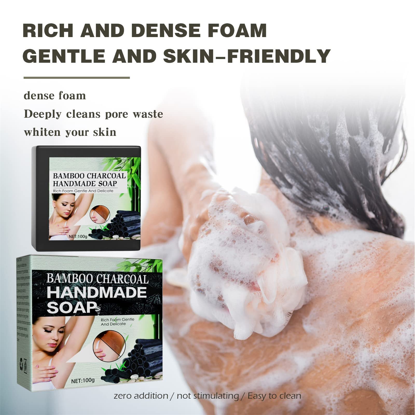 Bamboo Charcoal Soap for Acanthosis Nigricans Treatment - Dark Spot Corrector & Skin Brightening Bar with Essential Oils | Activated Charcoal Black Soap for Body & Face Cleansing | Perfect for Sensitive Skin & Hyperpigmentation Care