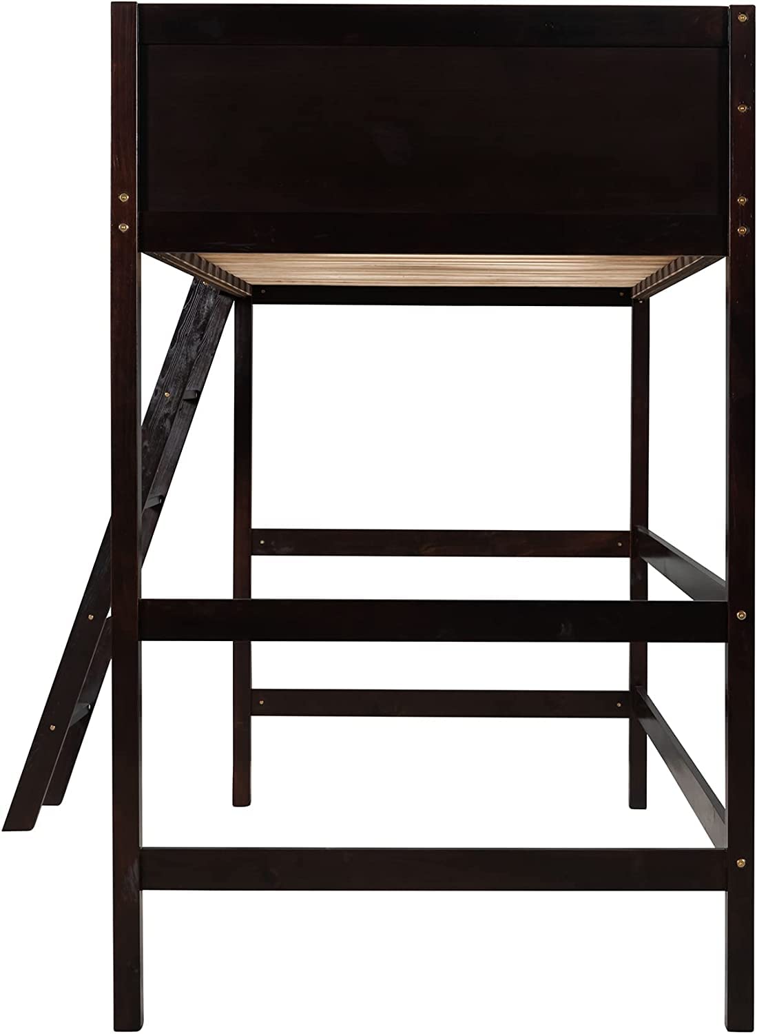 Harper & Bright Designs Twin Loft Bed Frame with Angled Ladder - Sturdy Wooden High Loft Bed for Kids, Teens, Boys & Girls - No Box Spring Needed - Espresso Finish - Perfect for Small Bedrooms, Dorm Rooms & Space-Saving Kids' Rooms