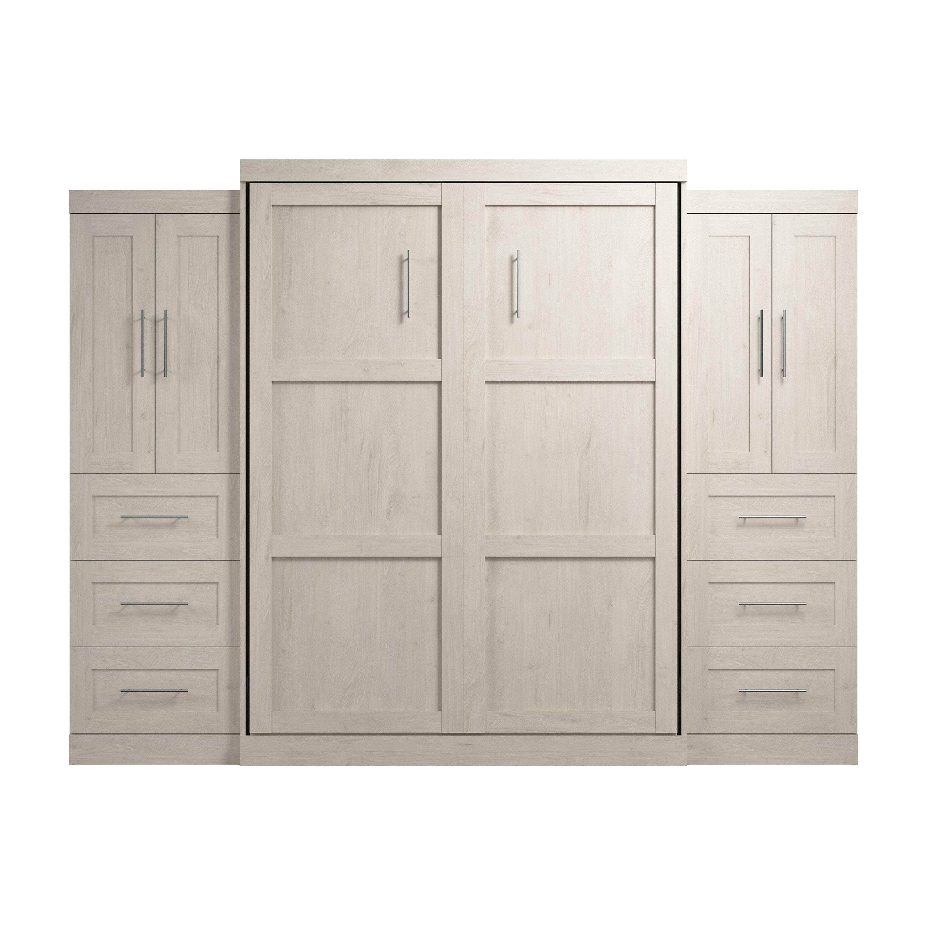 Pur Queen Murphy Wall Bed with Closet Storage Cabinets (115W) - 7 Color Options - Space-Saving Solution for Small Apartments, Guest Rooms & Home Offices