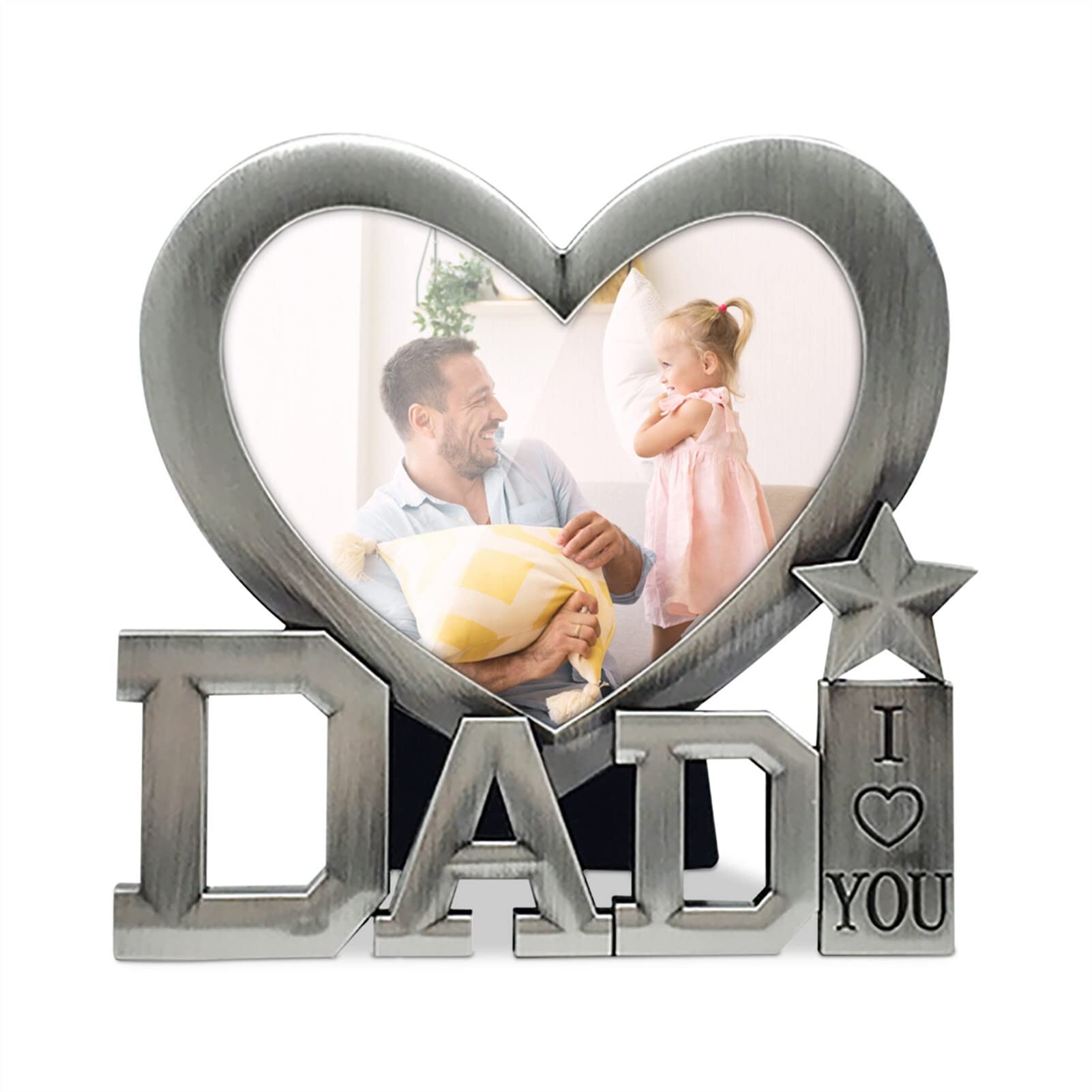 TOMYEUS Picture Frames - Wooden Photo Frame for Father's Day Gift, Desktop Decor, DIY Dad Photo Clip | Perfect for Home Decoration, Office Desk Display & First Father's Day Keepsake