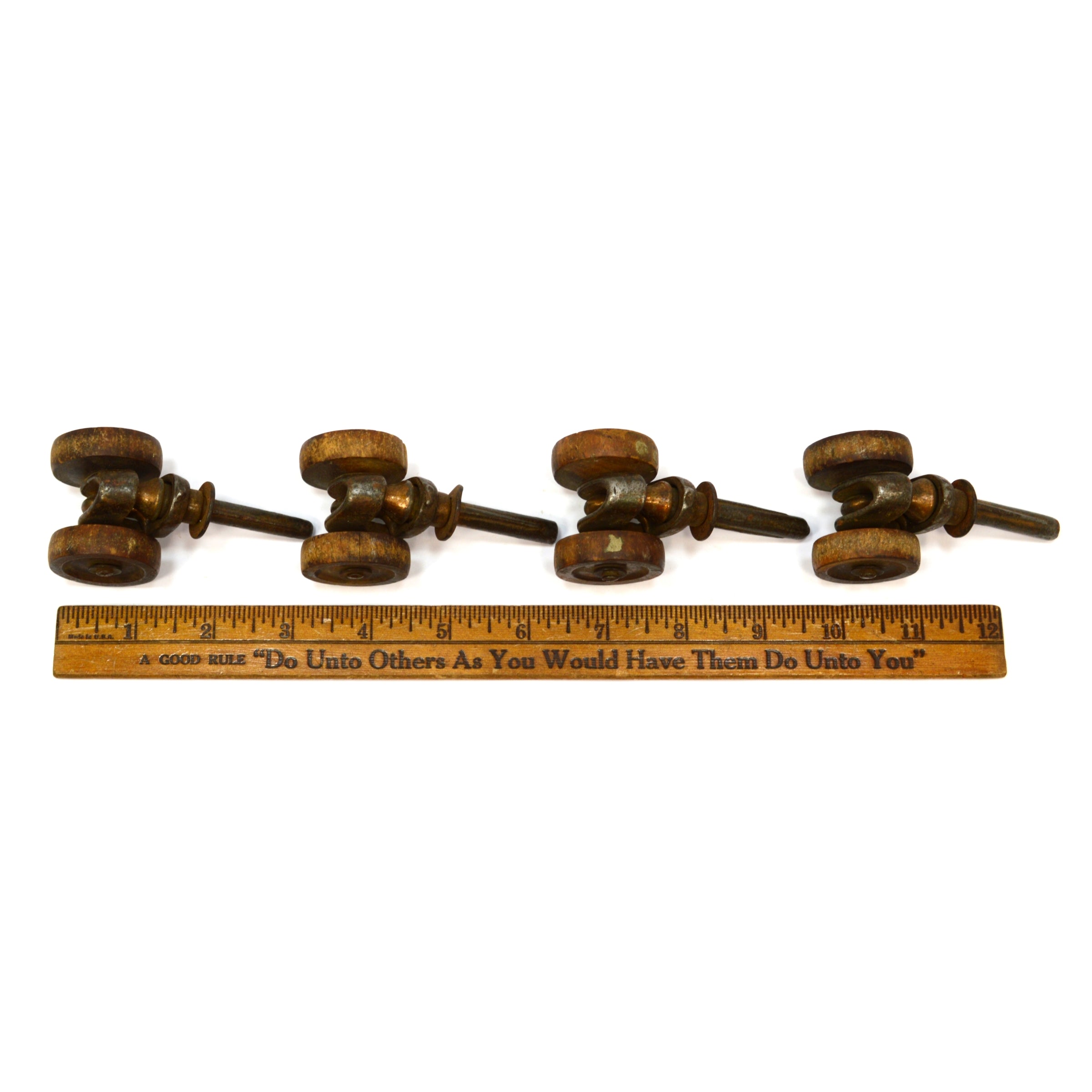 Vintage Antique Caster Wheels Set of 4 - 1 3/8