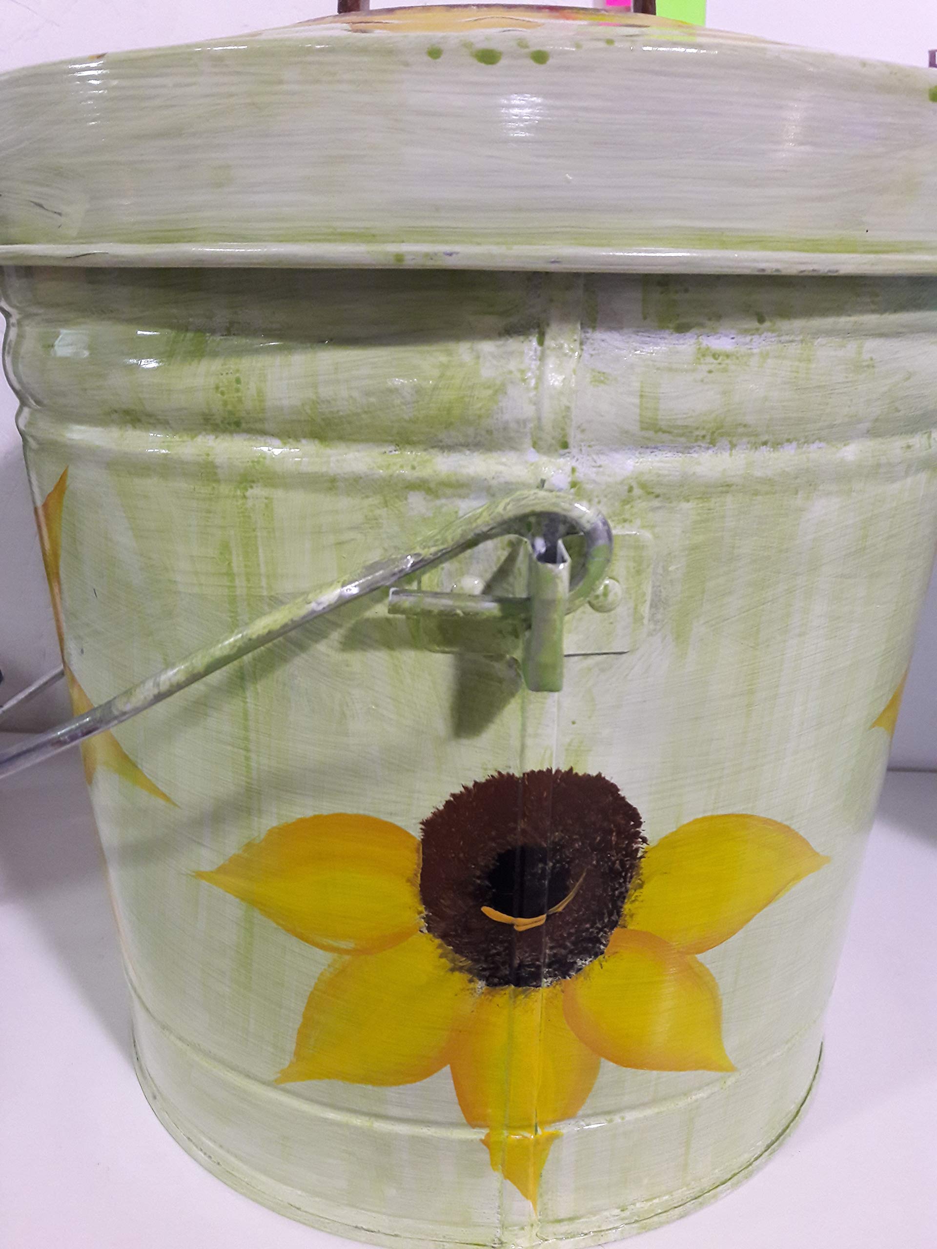 6 Gallon Hand Painted Decorative Trash Can - Elegant Waste Bin for Kitchen, Bathroom & Office - Perfect for Home Decor & Organization
