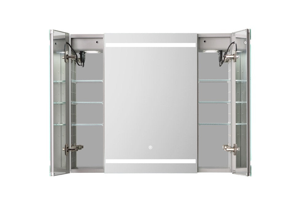 Aquadom Royale Plus 48x36 Inch LED Lighted Triple Door Bathroom Medicine Cabinet - Perfect for Modern Homes, Spas & Luxury Hotels