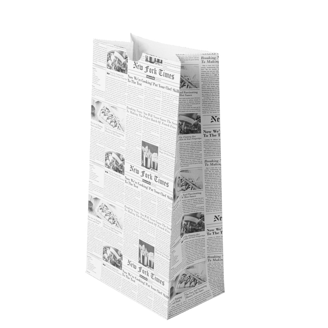 Eco-Friendly Newsprint Paper Bags - 6 lb Capacity, 6 x 3.5 x 10.75 Inches - Pack of 100 - Perfect for Retail Shopping, Gift Wrapping & Party Favors