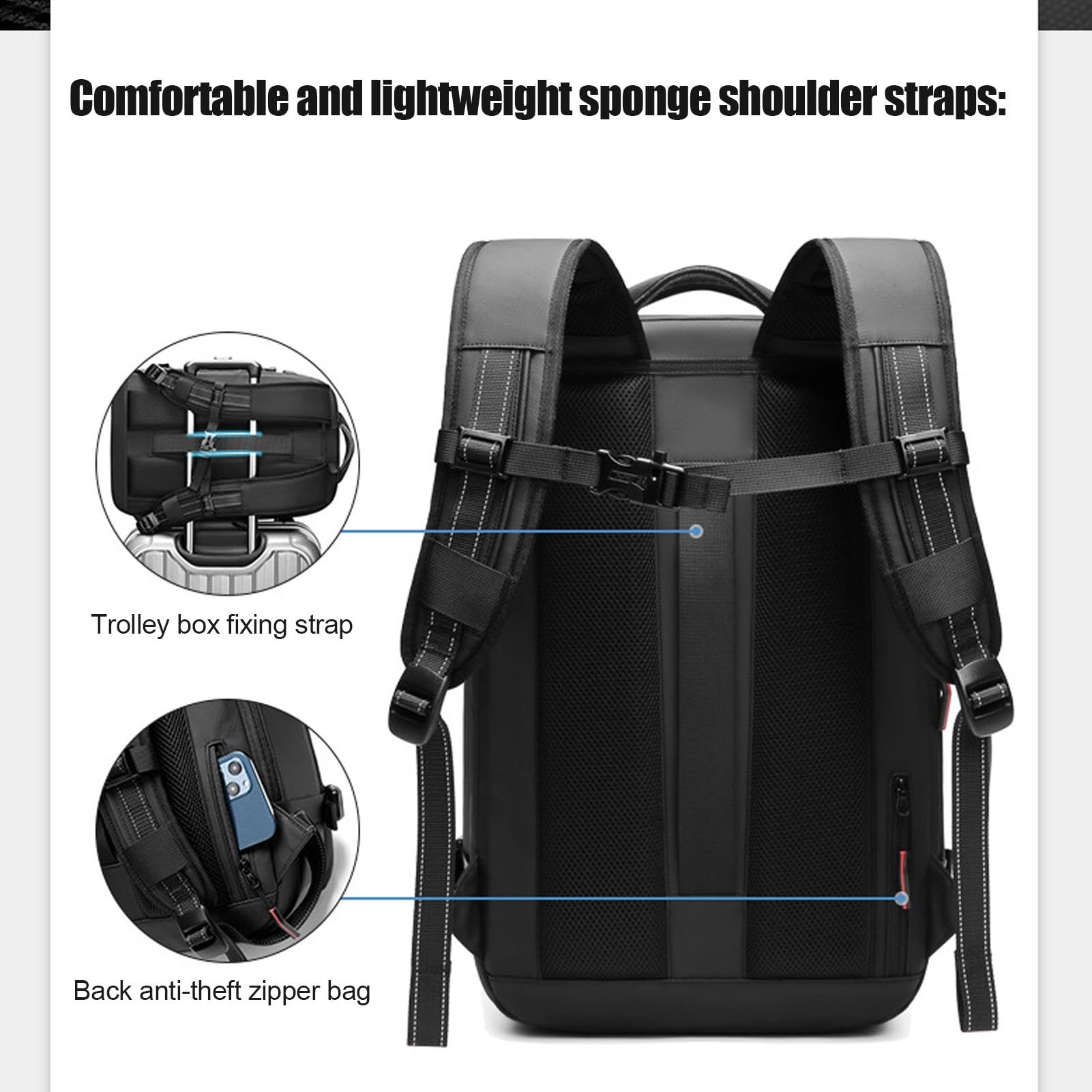 Kuxiptin 60L Vacuum Compression Travel Backpack - Expandable Airpack with Laptop Compartment, Durable Oxford Fabric - Perfect for Camping, Hiking & Business Trips