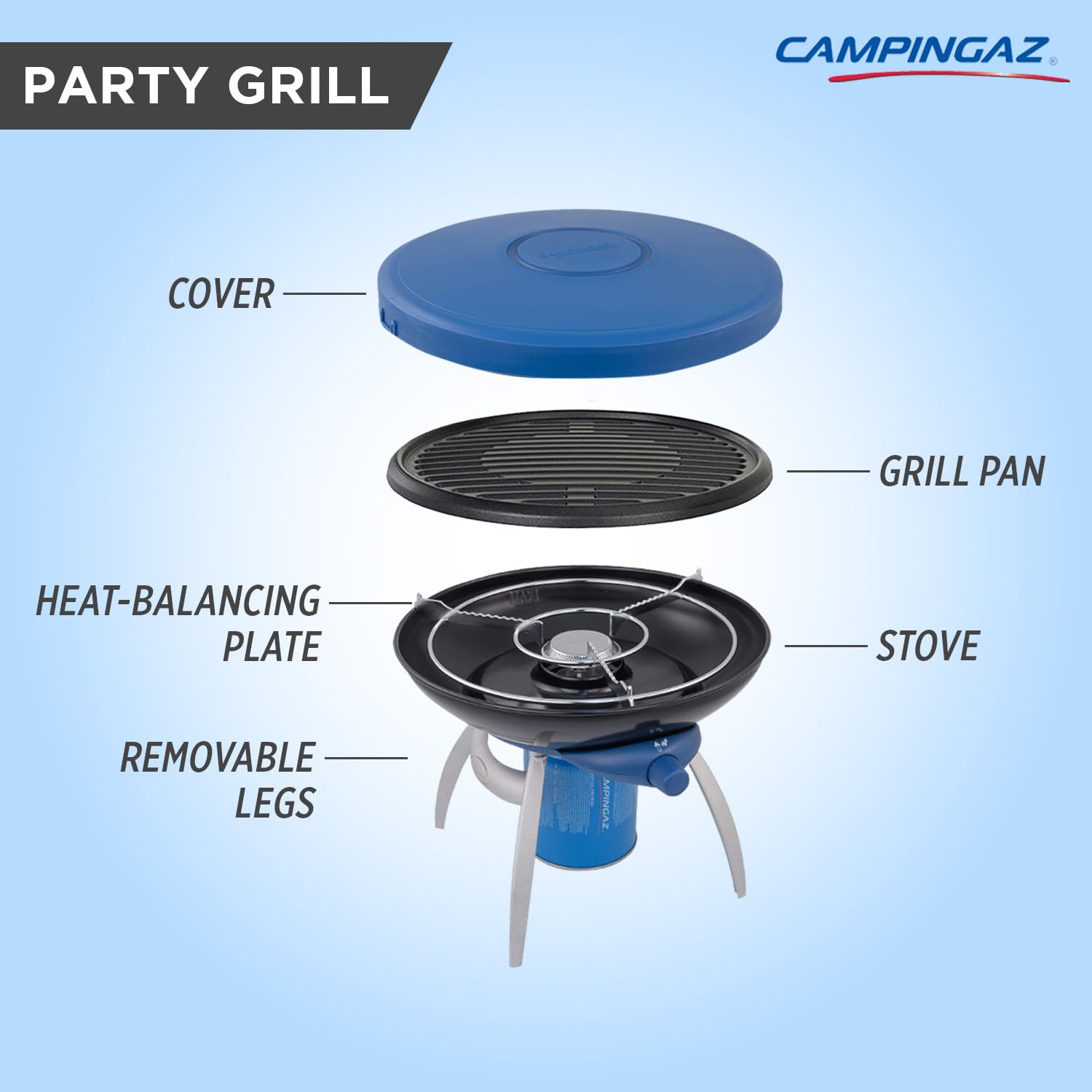 Portable Party Grill & Camping Stove - All-in-One Outdoor BBQ with Griddle, Grid & Pan Support - Perfect for Backyard Parties, Picnics & Camping Trips