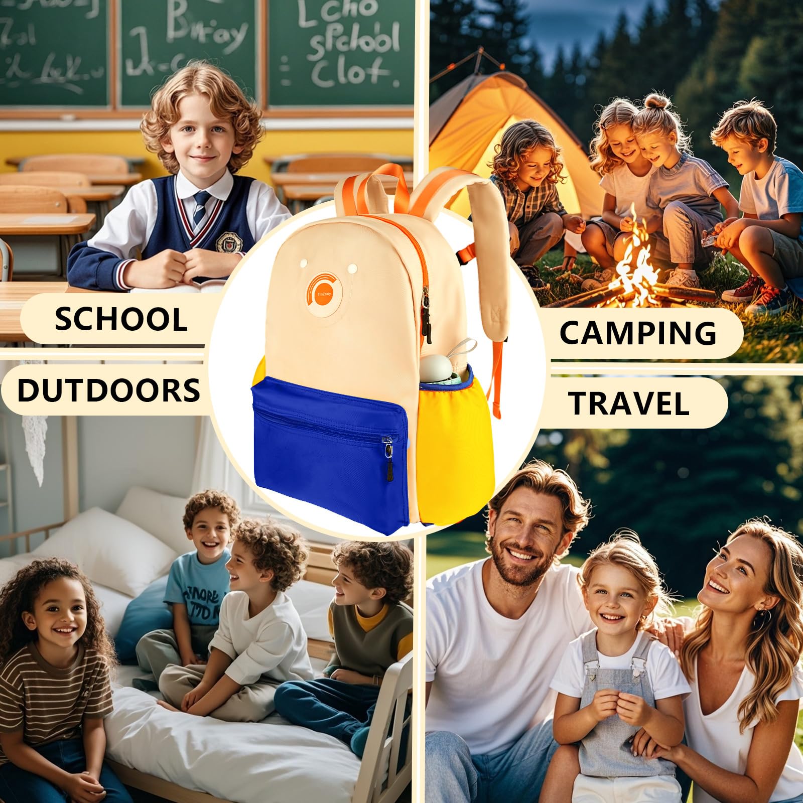 Durable 16.5 Inch Kids Backpack for School & Travel - Lightweight Boys & Girls Bookbag with A4 Folder Capacity (Ages 4-12) - Perfect for Kindergarten, Elementary School & Family Trips