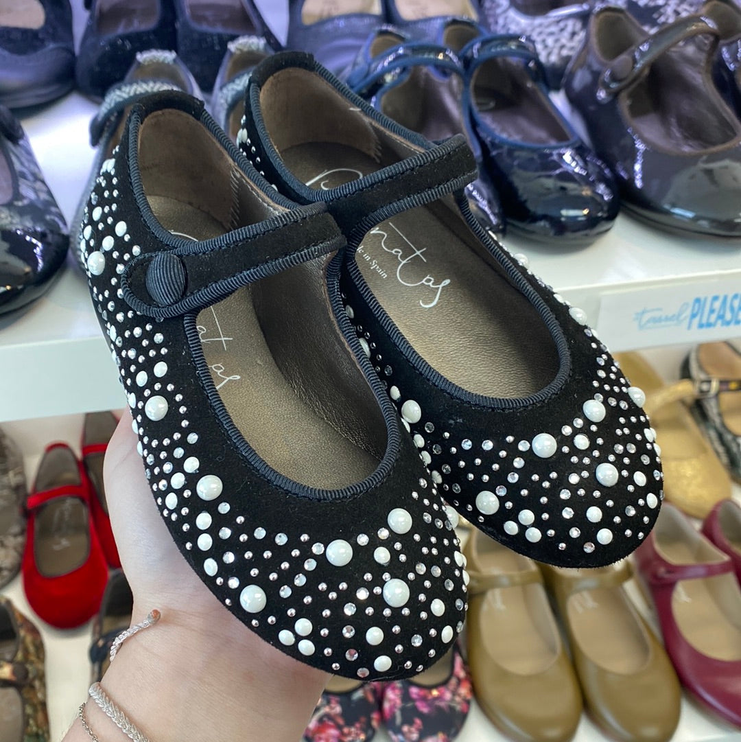 Black Pearl Mary Jane Shoes for Women - Elegant & Comfortable Flats - Perfect for Work, Weddings & Casual Outfits