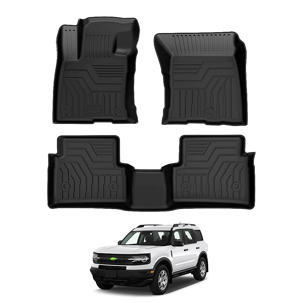 2021-2024 Ford Bronco Sport All-Weather Floor Mats - Custom Fit 2 Row Car Floor Liners Set (Black) | Durable Protection for Off-Roading, Camping & Daily Commute