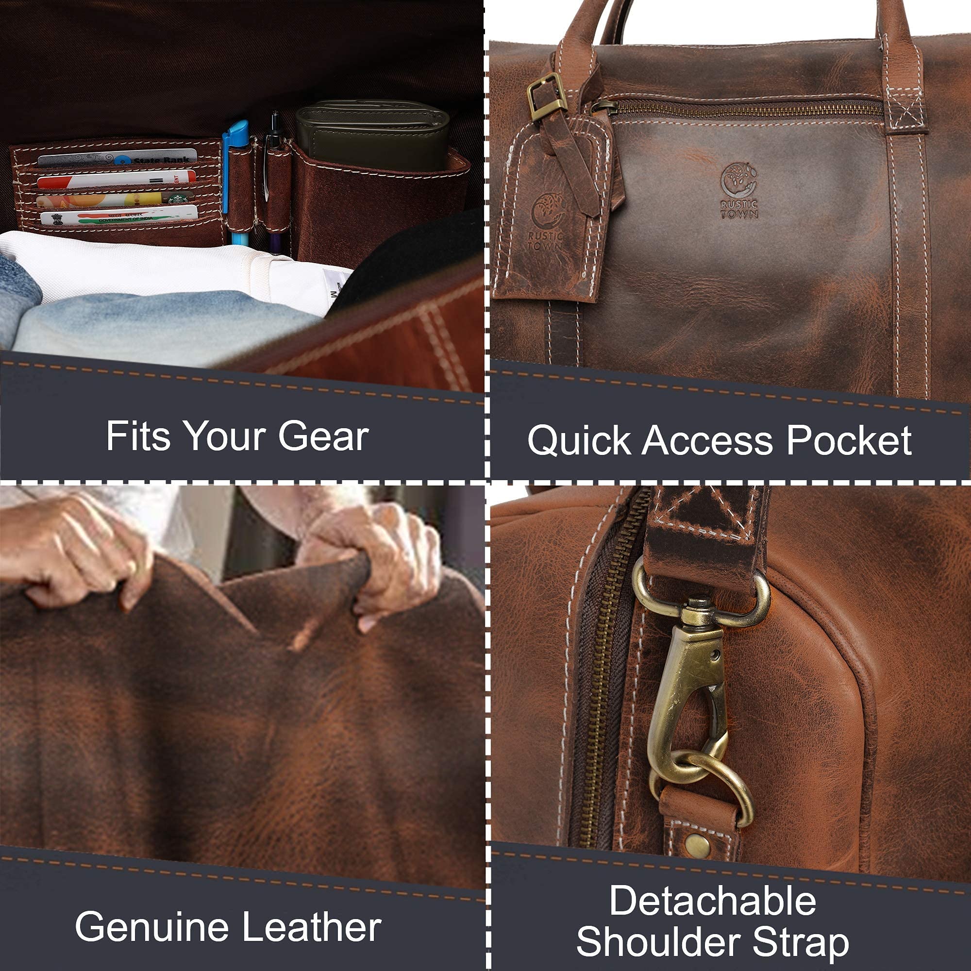 Premium Leather Duffel Bag & Stone Paper Journal Set - Waterproof Travel Organizer for Men & Women | Business Trips, Weekend Getaways & Adventure Travel Accessories