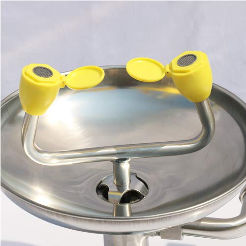 CGOLDENWALL Stainless Steel Emergency Eyewash Station - Dual Head Eye Washer & Face Shower for Lab, Industrial Safety - Continuous Flow Desktop Eye Wash Station (Silver) | Ideal for Chemical Spills, Workplace Safety & First Aid Emergency Use