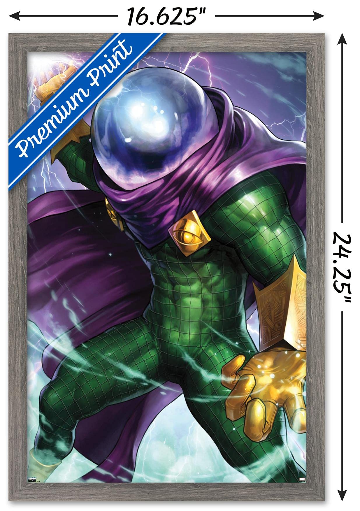 Marvel Comics Mysterio - Miles Morales Spider-Man #6 Framed Wall Poster 22.4x14.7 Inches | Barnwood Frame | Superhero Home Decor for Bedroom, Living Room & Office