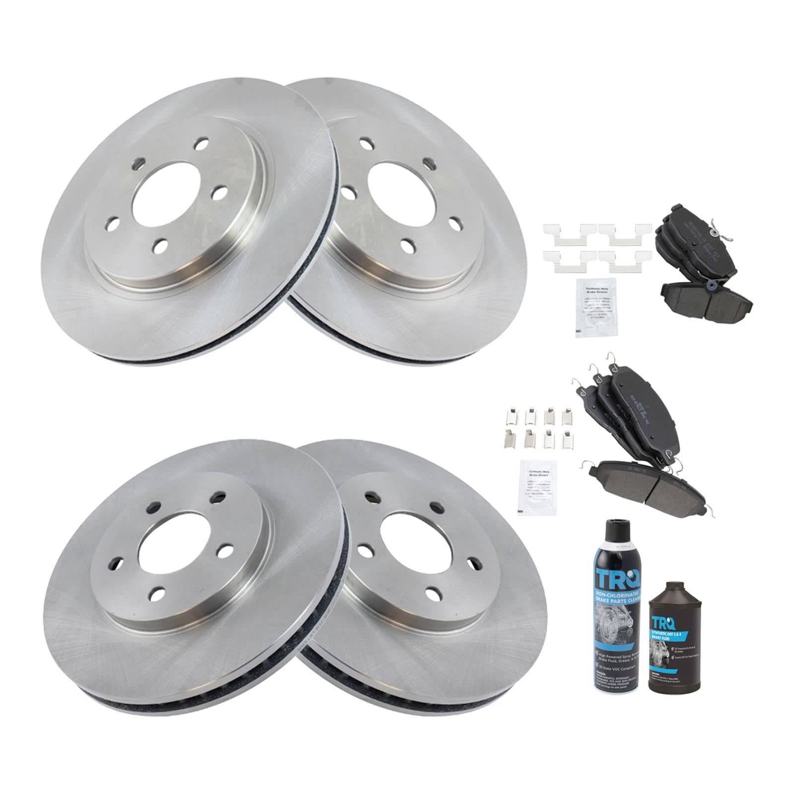 High-Performance Front & Rear Brake Pad & Rotor Kit - Semi-Metallic Brake Pads with Rotors - Compatible with 2005-2010 Ford Mustang - Perfect for Daily Driving, Racing & Performance Upgrades