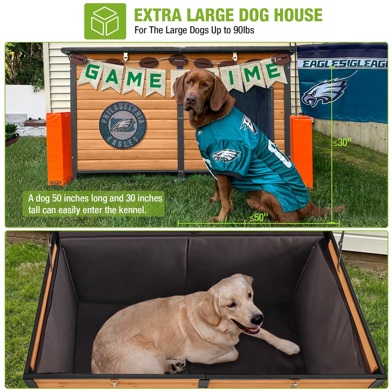 GUTINNEEN Insulated Outdoor Dog House - Extra Large Winter-Proof Dog Kennel with Removable Liner for Large Dogs | Perfect for Backyard, Patio & Cold Weather Protection