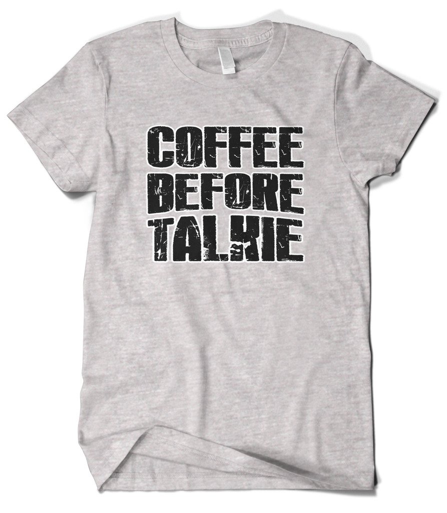 Cybertela Men's Funny Coffee Lover T-Shirt - Caffeine Before Talkie Graphic Tee - Perfect Gift for Coffee Enthusiasts & Office Workers
