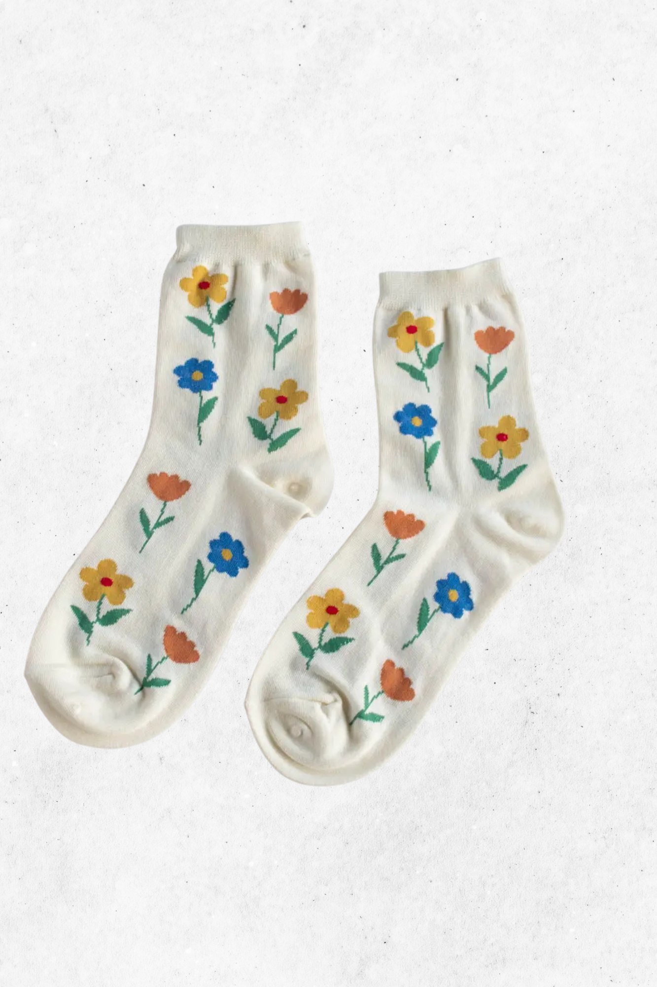 Flower Power Socks for Women - Colorful Botanical Print Crew Socks - Comfortable Cotton Blend Casual Socks for Everyday Wear, Gifts, and Fashion Outfits
