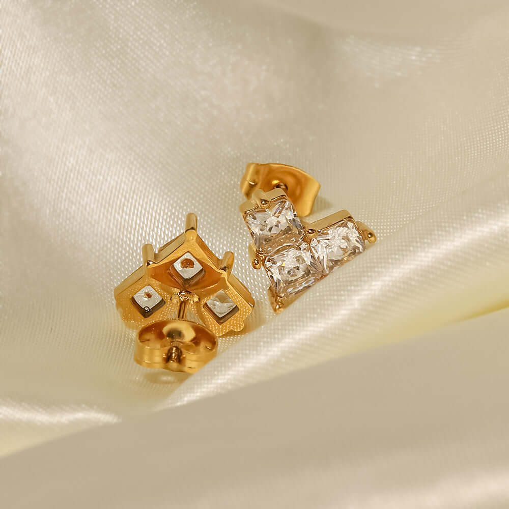 18K Gold Plated Cubic Zirconia Heart Earrings for Women - Elegant Valentine's Day Gift, Anniversary Present, or Everyday Jewelry - Hypoallergenic & Tarnish-Free