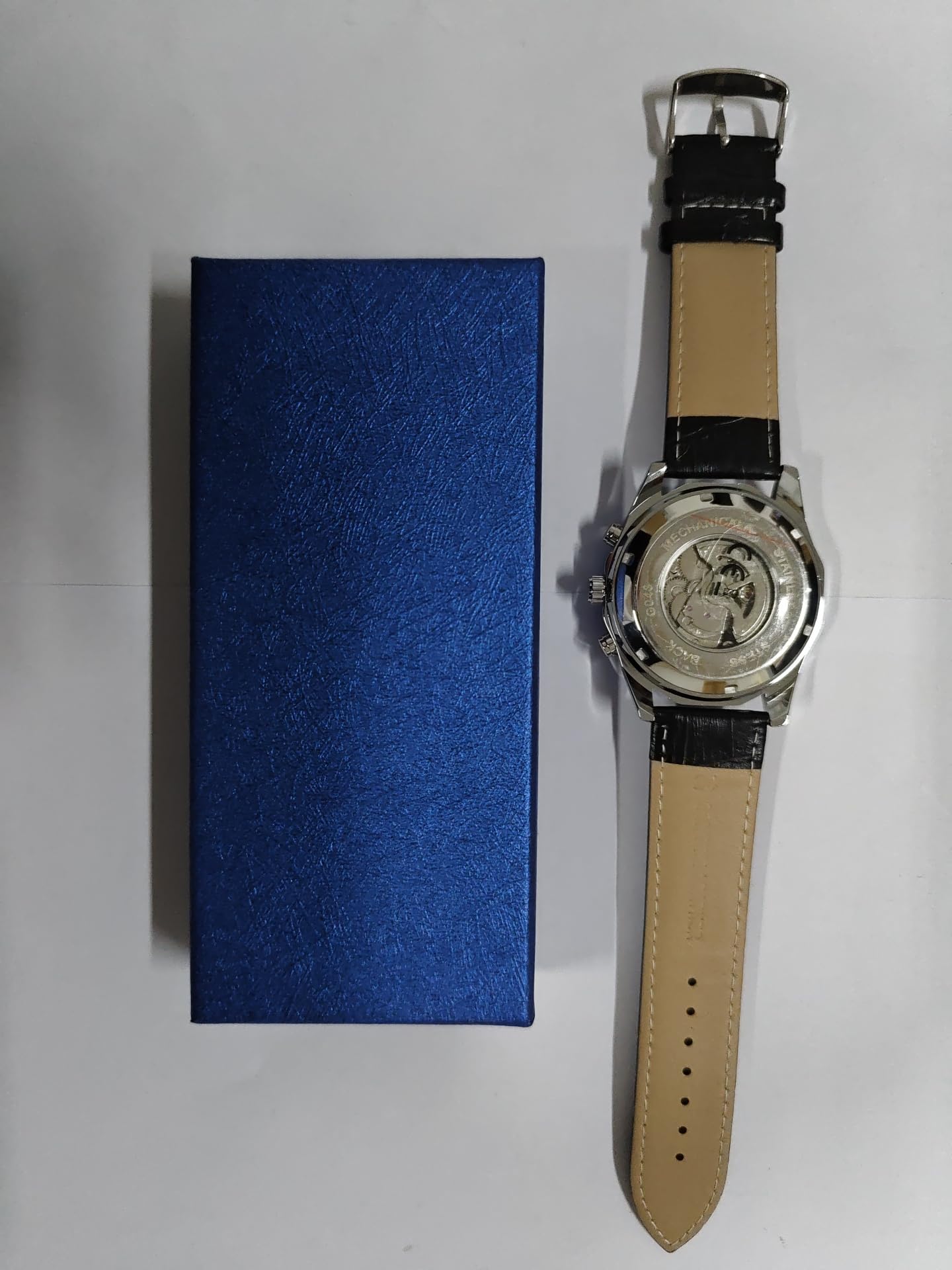 Lancardo Skeleton Dial Automatic Mechanical Men's Watch - Stainless Steel Bracelet, Round Case, Luxury Timepiece with Gift Box - Perfect for Business, Formal Events & Gifts