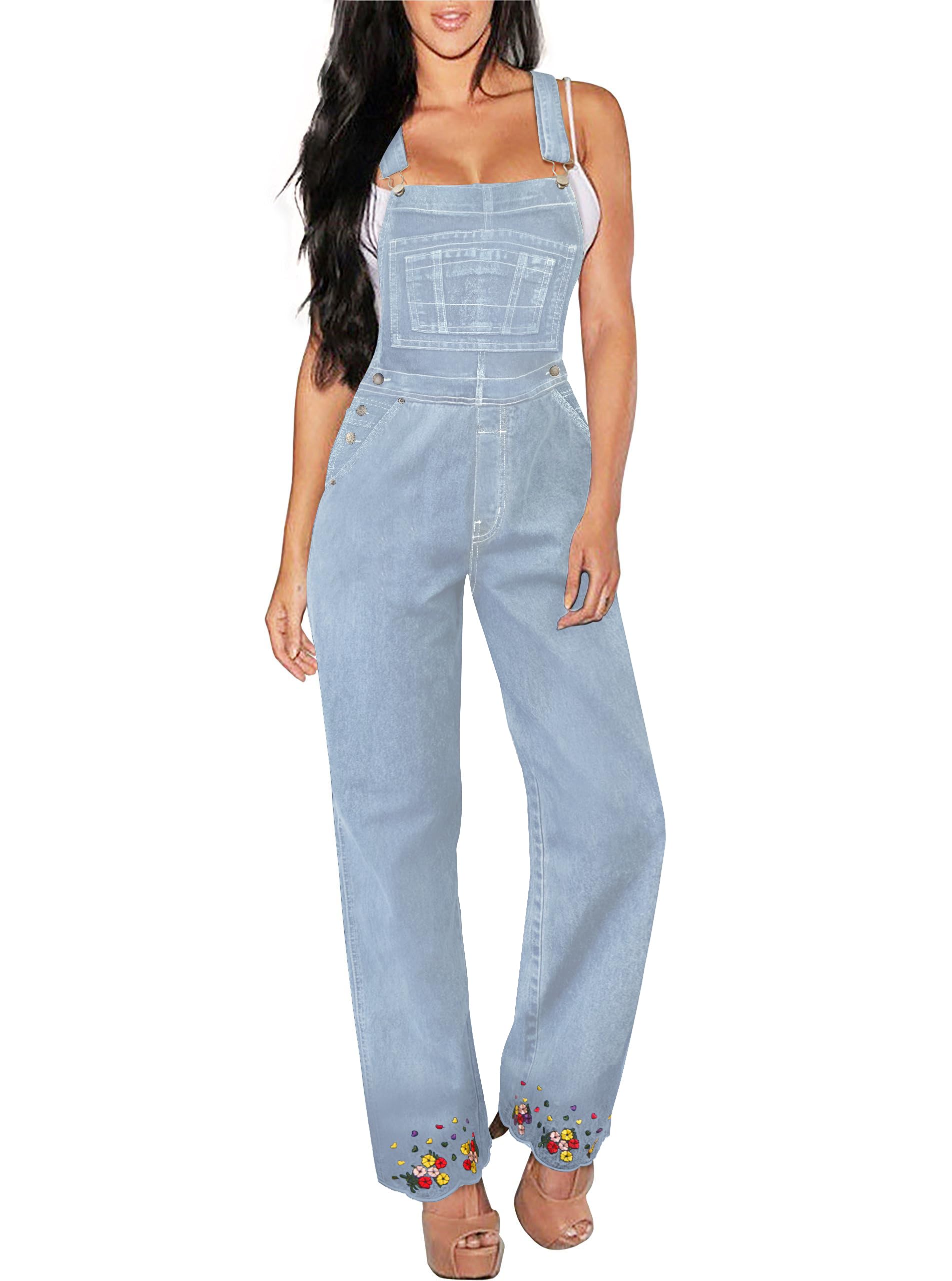 Women's Stretch Denim Jumpsuit Overalls - Super Comfy & Stylish Hybrid Design for Casual Wear, Work & Outdoor Activities