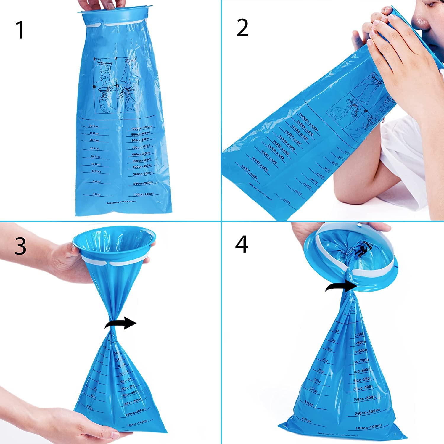26 Pack Disposable Vomit Bags - 1000ml Emesis Bags for Motion Sickness - Travel, Car, Airplane & Pregnancy Nausea Relief - Leakproof Barf Bags for Kids & Adults (Ideal for Road Trips, Flights & Morning Sickness)