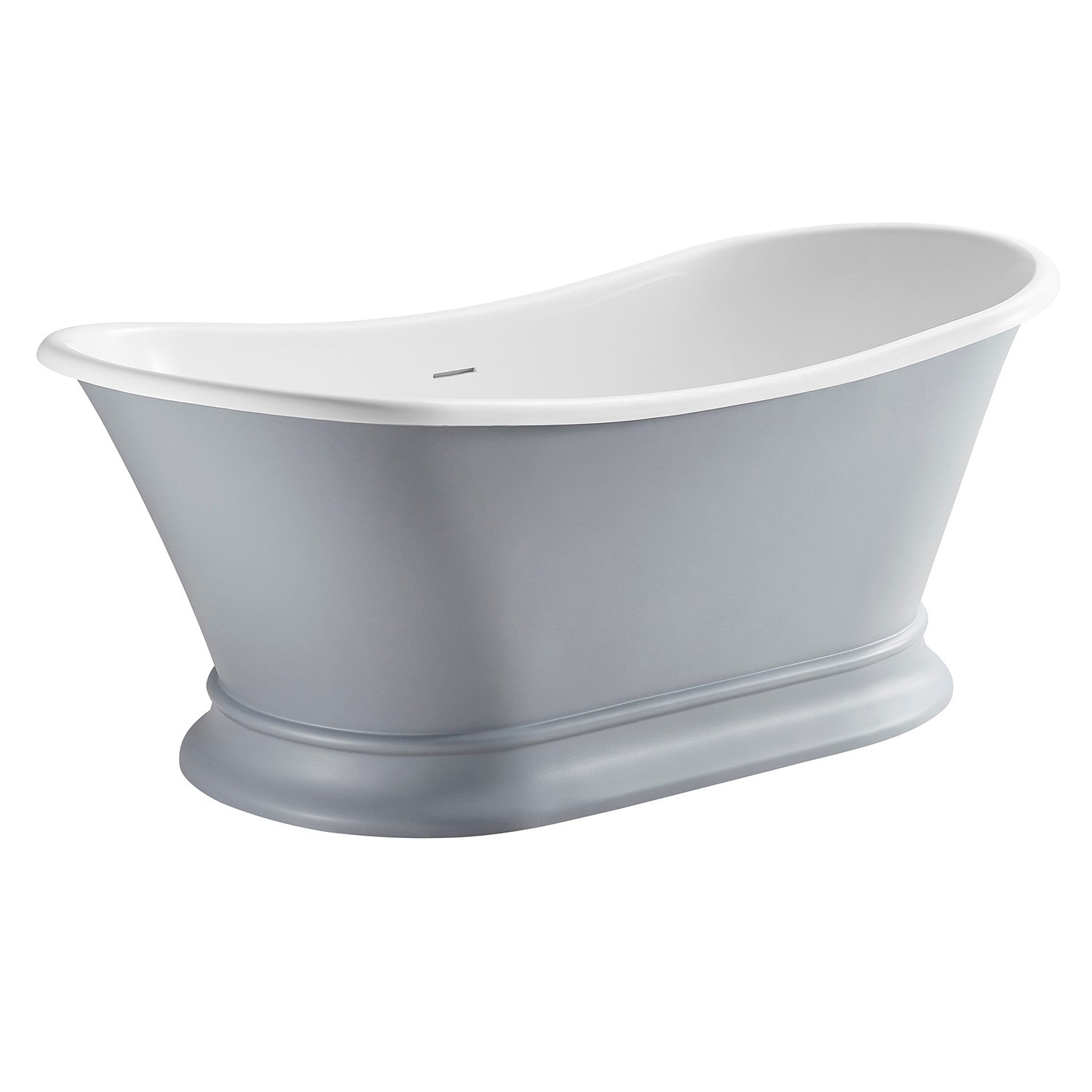 Arcticstone 68 Inch Solid Surface Oval Double Slipper Pedestal Bathtub - Matte Gray/Glossy White Freestanding Soaking Tub with Drain (No Faucet Holes) | Perfect for Luxury Bathrooms, Spa Retreats & Master Suite Relaxation