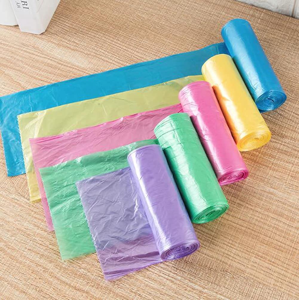 Eco-Friendly Small Purple Trash Bags - 100 Count (5 Rolls) | Portable Garbage Can Liners for Bathroom, Office, Bedroom & Home Waste Bins | Perfect for Daily Use, Travel & Camping