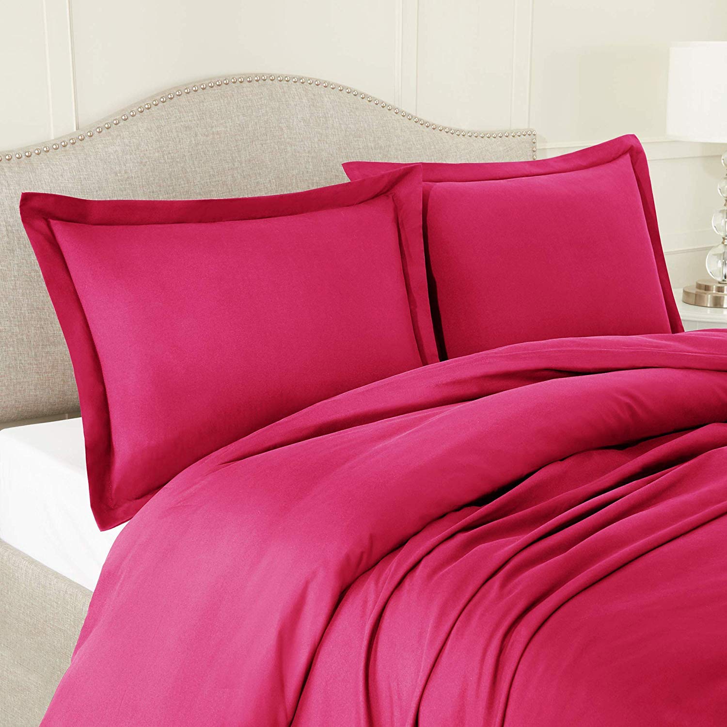 Premium 500 GSM Organic Cotton Duvet Cover & Comforter Set - 600 Thread Count, Twin Size, Hot Pink - Soft & Breathable Bedding for Cozy Nights - Perfect for Guest Rooms, Dorms & Kids' Bedrooms
