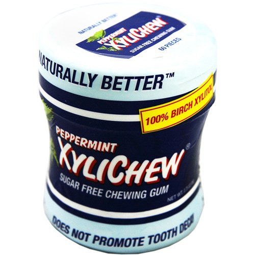 XyliChew Sugar-Free Peppermint Chewing Gum - 60 Piece Jar (Bulk Pack of 24) - Fresh Breath, Teeth Whitening & Oral Care - Perfect for Office, Travel & Home Use