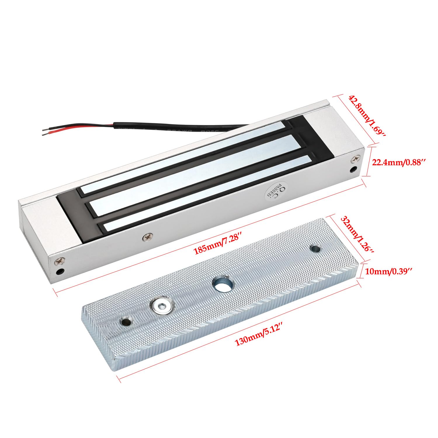 Waterproof 350LBS (180KG) Holding Force Electromagnetic Lock - 12V Fail Safe NC Mode Electric Magnetic Door Lock for Access Control System - Ideal for Office Buildings, Hotels & Security Gates