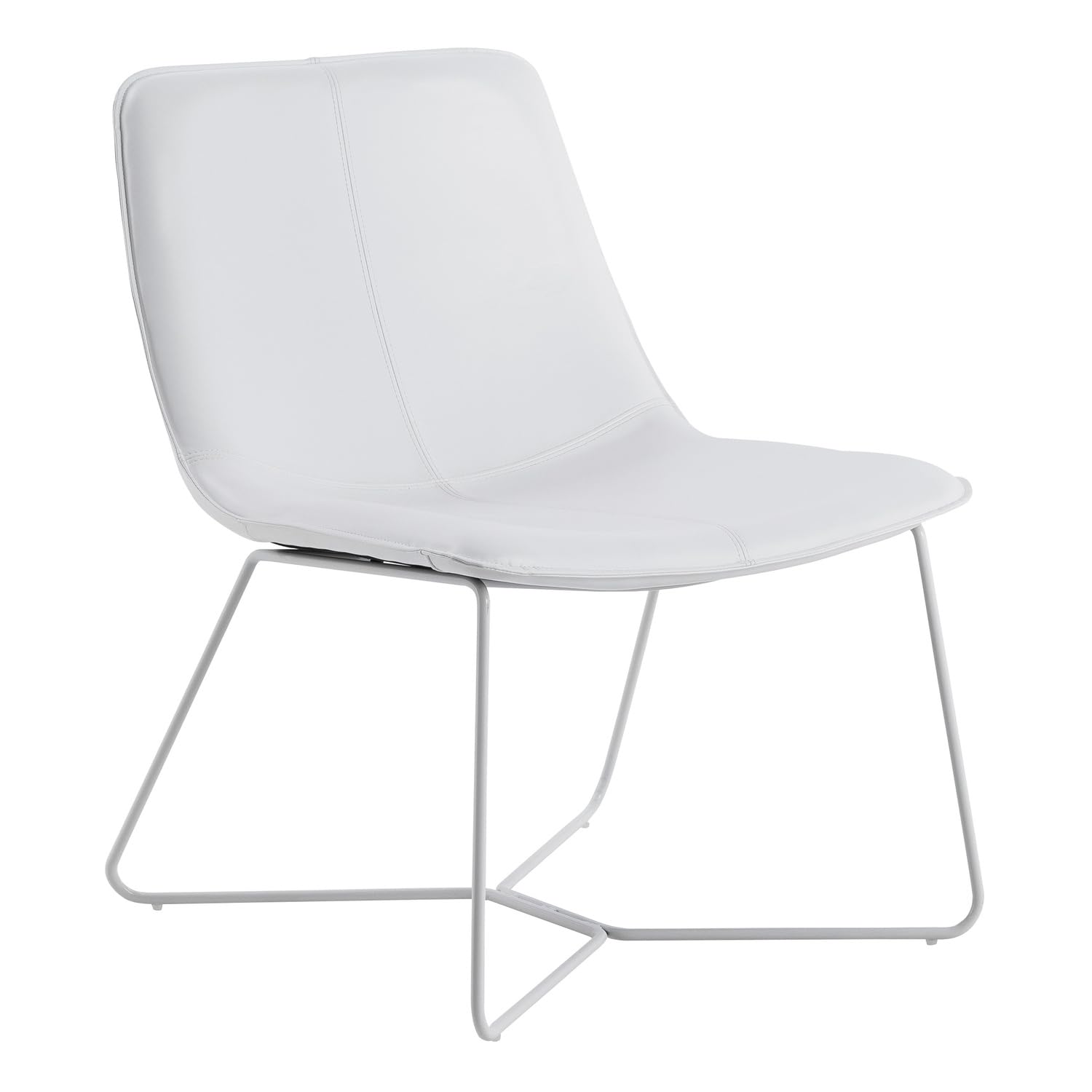 OSP Home Furnishings Grayson Modern Accent Chair - White Upholstery with White Base | Contemporary Living Room Seating for Home Office & Lounge Areas