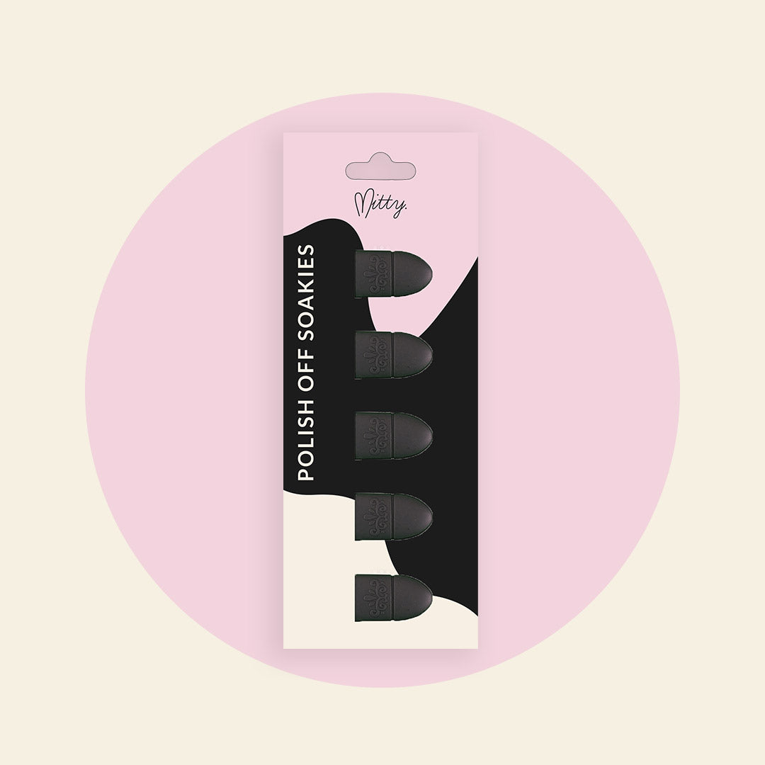Mitty Polish Off Soakies Black Night - Professional Nail Polish Remover Soaks for At-Home Manicures & Pedicures - Perfect for Spa Nights, Self-Care Routines & Nail Prep