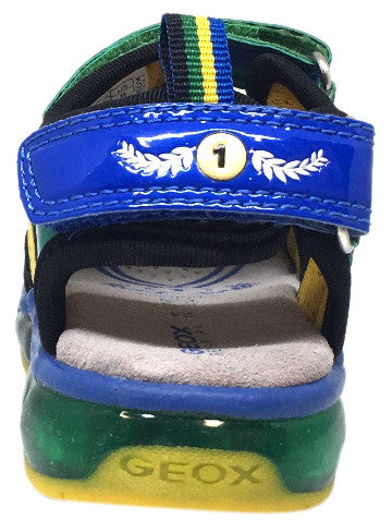 Geox Respira Boys Light Up Fisherman Sandals - Breathable Hook & Loop Strap Water Shoes for Kids, Comfortable Outdoor Beach & Pool Sandals (Android B Green)