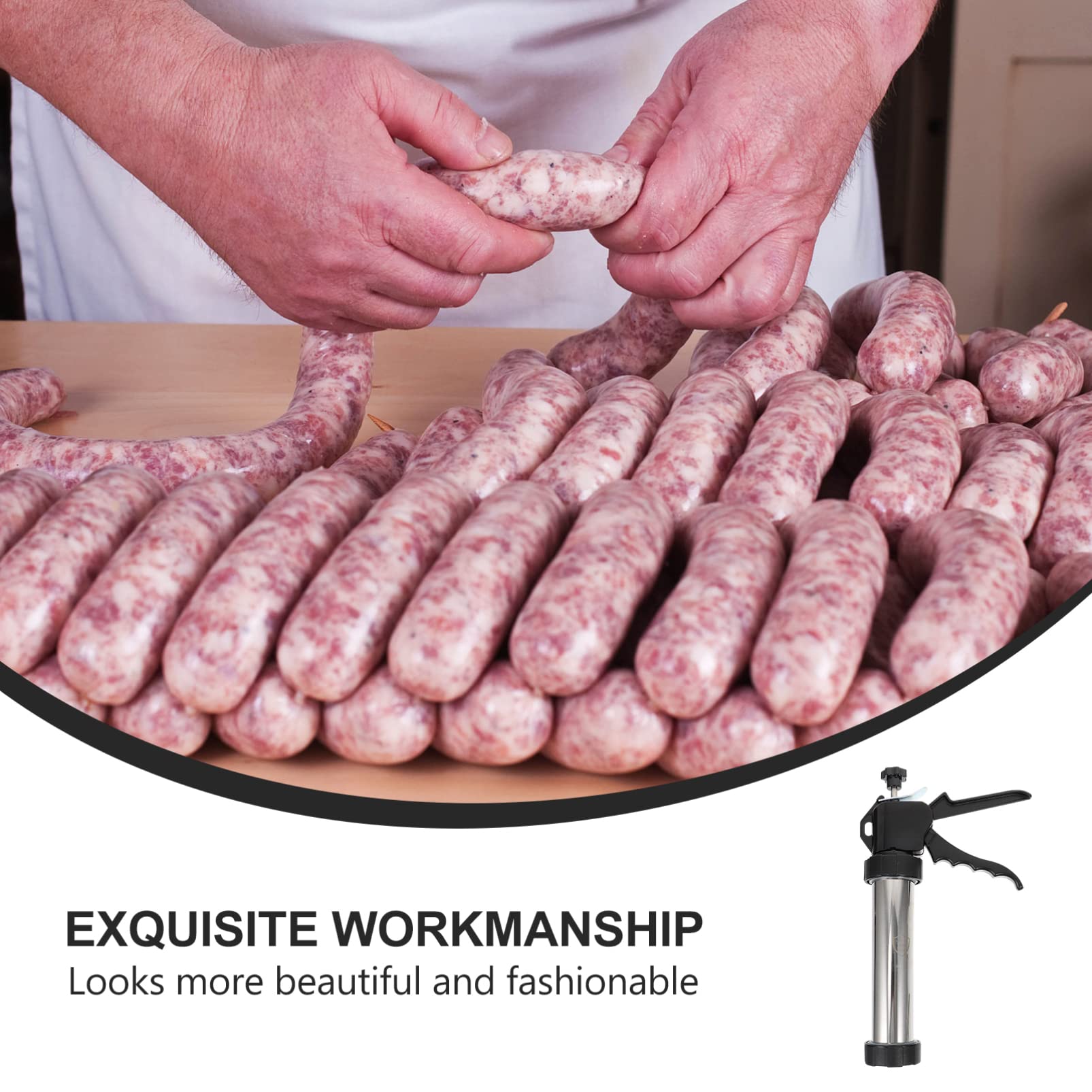 HEMOTON Electric Sausage Stuffer Machine - 3L Stainless Steel Meat Grinder & Sausage Maker with 3 Nozzles - Perfect for Home Kitchen, BBQ Party, and Deli Meat Processing (Includes Sausage Funnel & Kitchen Gadgets) - Great for Making Homemade Sausages, Ground Meat, and Food Prep