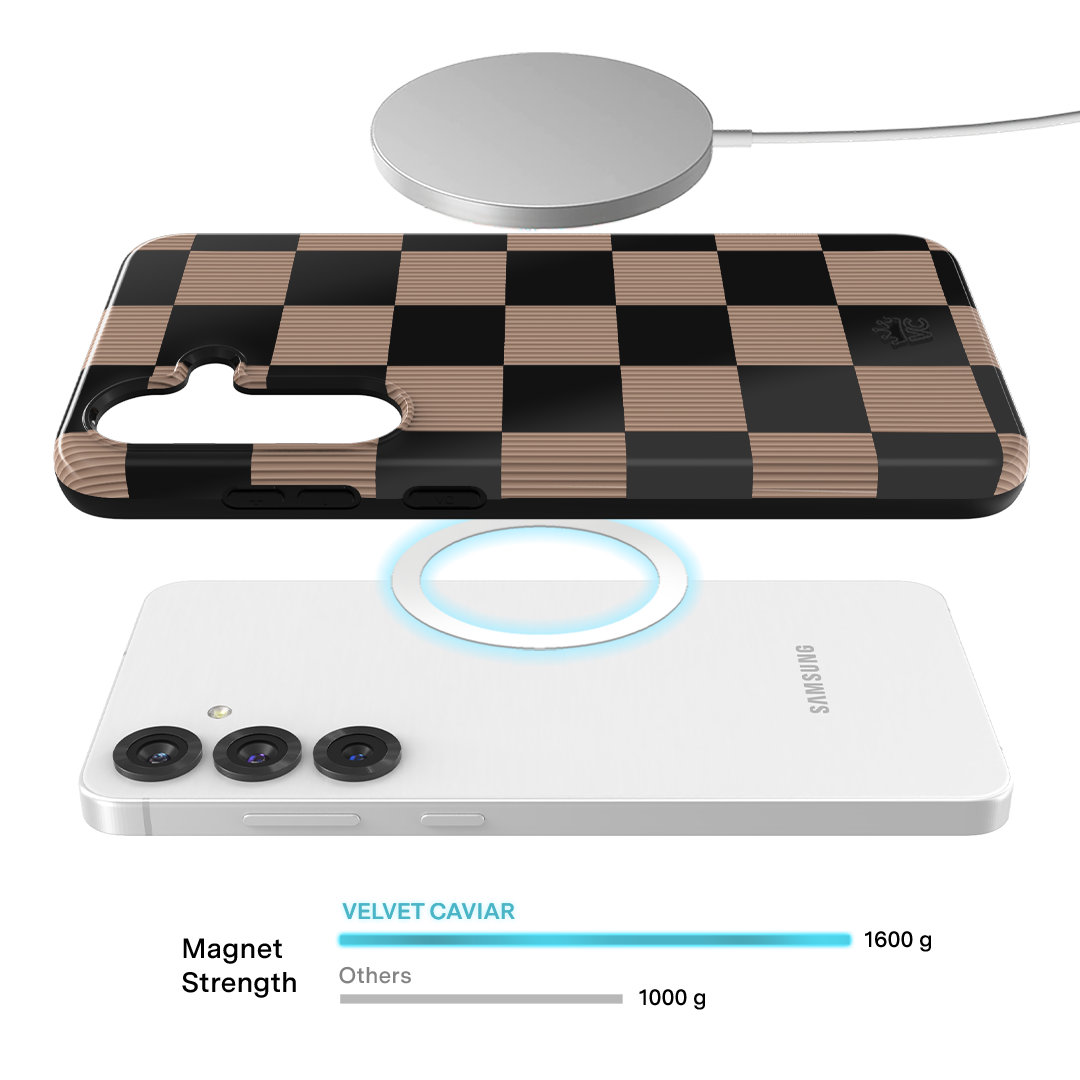 Mocha Checkered Pattern Phone Case for Samsung Galaxy - Stylish Protective Cover for Everyday Use & Trendy Aesthetic