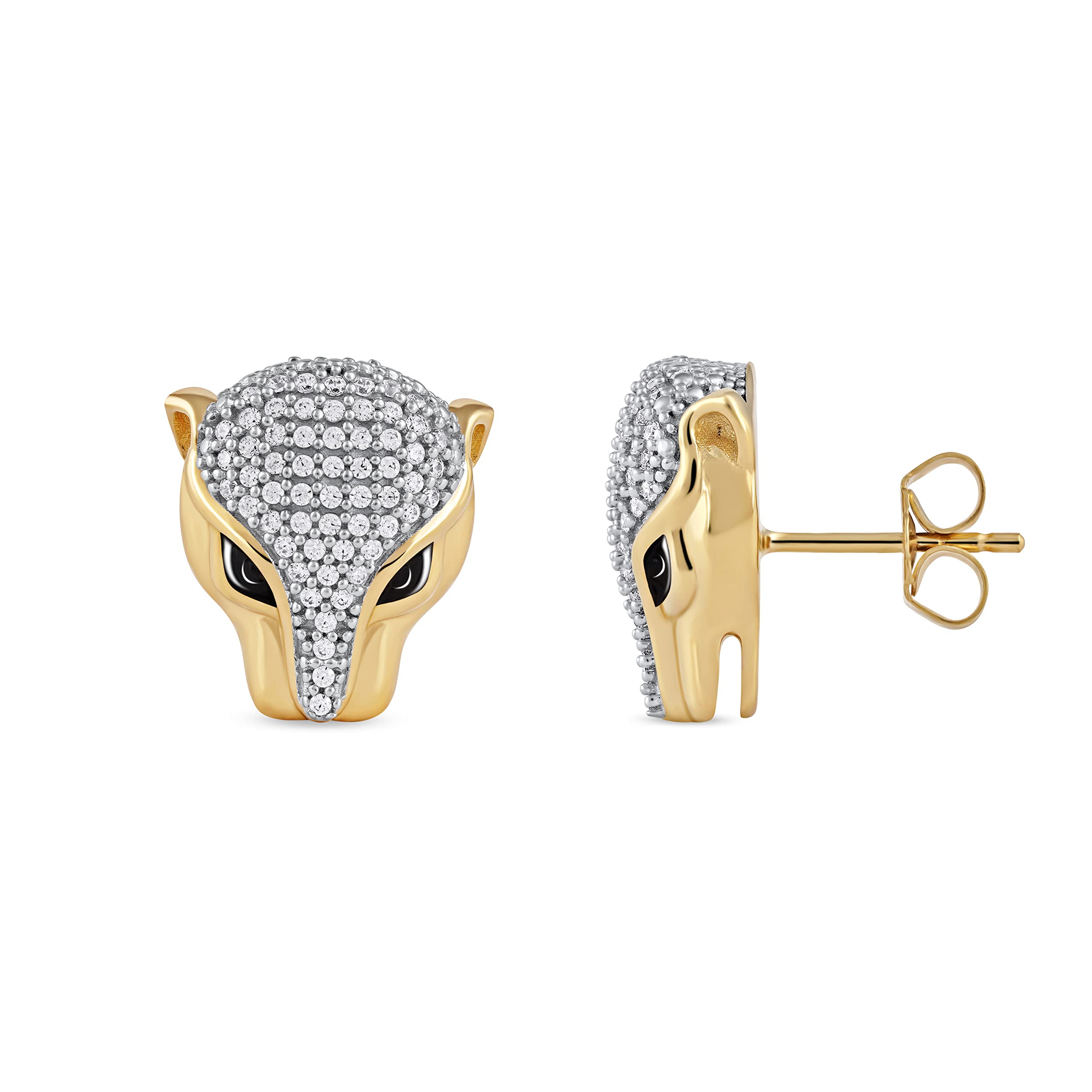 Sterling Silver 1/3 Carat TDW Diamond Panther Stud Earrings for Women - I-J Color I2 Clarity - Elegant Jewelry Gift for Birthday, Anniversary & Valentine's Day - Perfect for Parties, Date Nights & Special Occasions