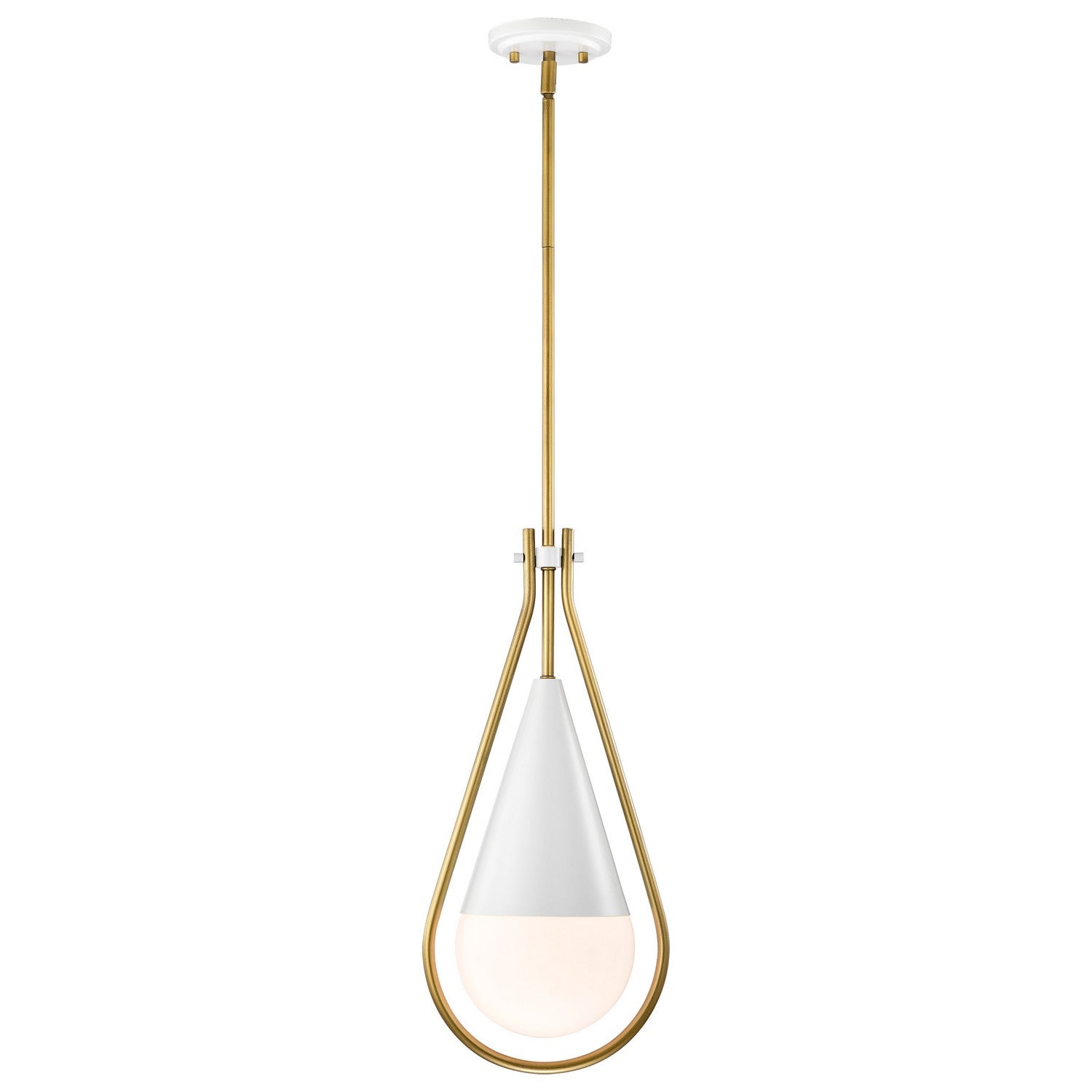 Admiral 10 Inch Modern Pendant Light Fixture - Matte White & Natural Brass Finish for Kitchen Island, Dining Room, or Bedroom Lighting