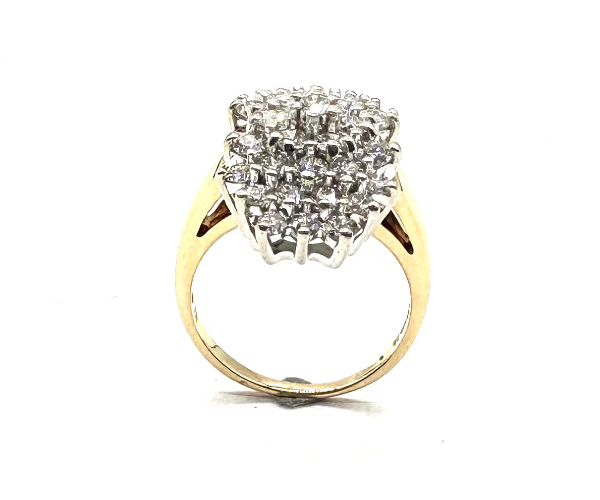 14K Yellow and White Gold Cluster Ring for Women - Elegant Stackable Wedding Band, Anniversary Gift, or Everyday Jewelry - Perfect for Special Occasions & Daily Wear