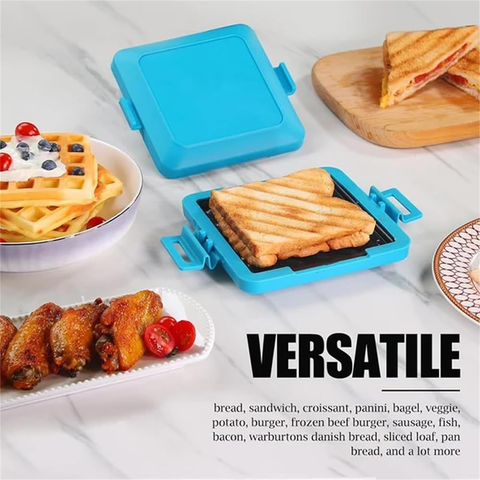 Microwave Toastie Maker - Adjustable Silicone Straps, No Electricity Needed, Wireless Sandwich Toaster for Quick Snacks - Perfect for Breakfast, Lunch & Office Meals