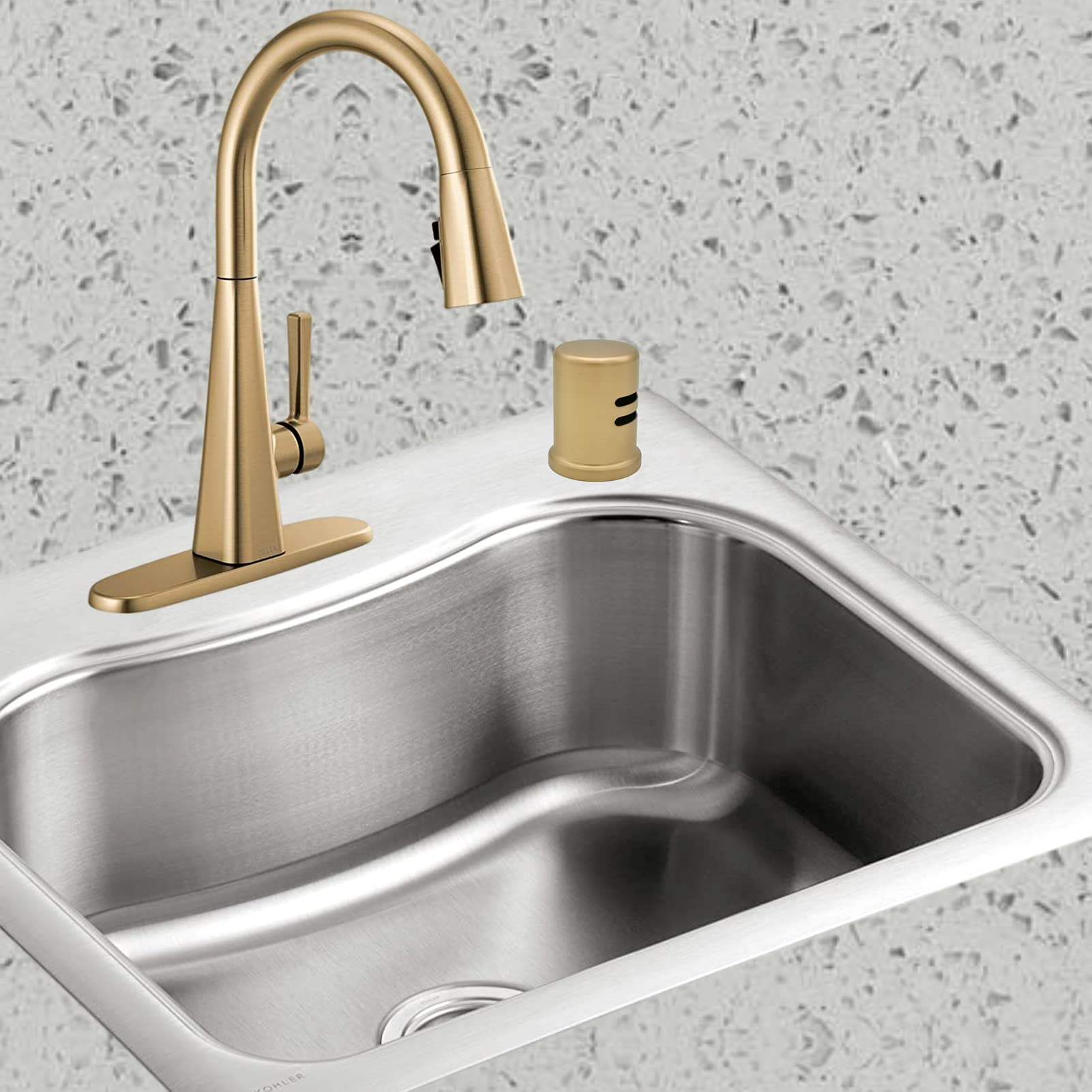 Premium Dishwasher Air Gap Kit - Solid Brass Air Gap Cover & Matching Escutcheon in Champagne Bronze Finish | Durable Replacement for Dishwasher Air Gap Systems | Perfect for Kitchen Remodeling & Plumbing Upgrades