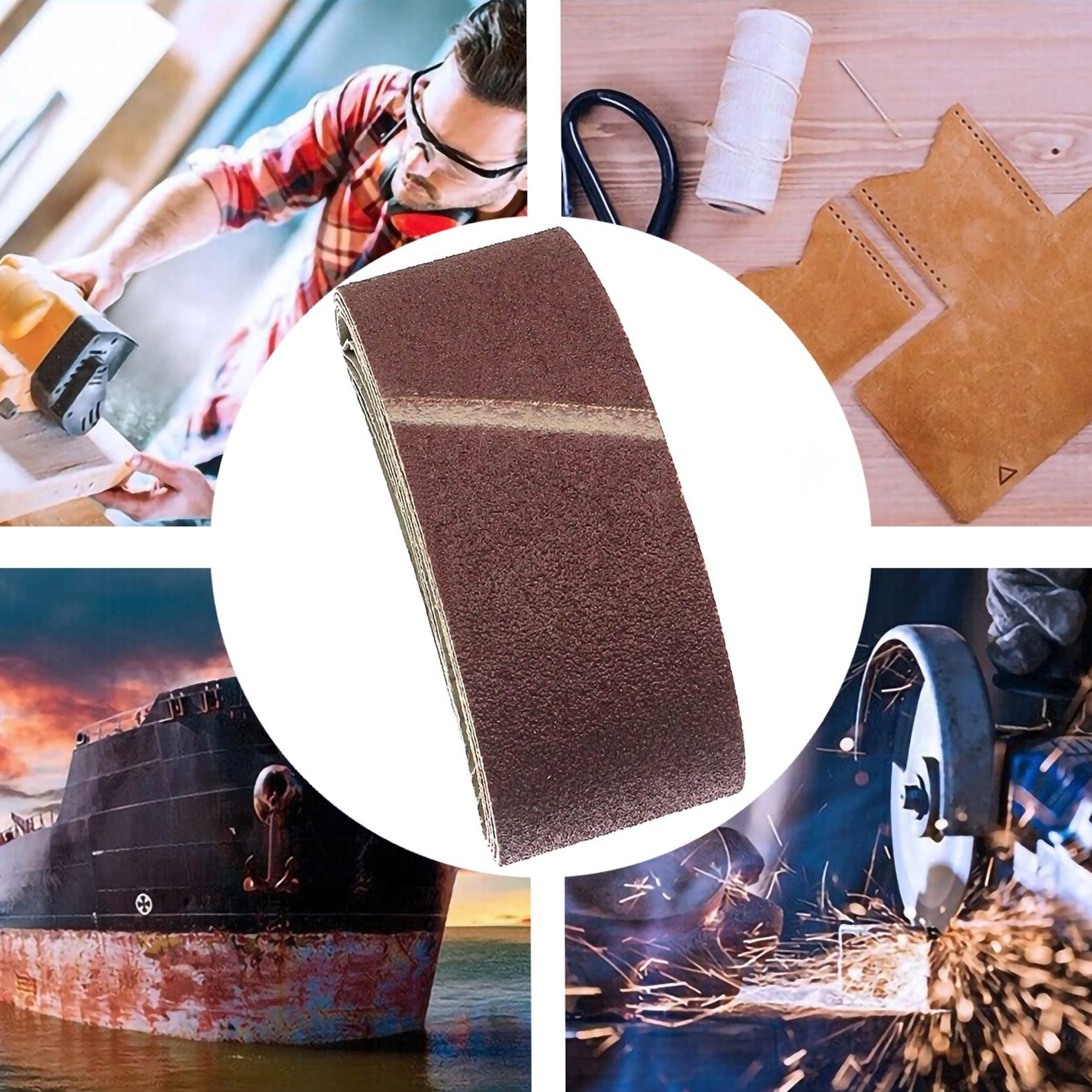 10-Pack Aluminum Oxide Sanding Belts 2 x 72 Inch - 50 x 1800MM Assorted Grits for Belt Sander - Woodworking, Metal Polishing & DIY Projects - Durable Abrasive Grinder Belts for Smooth Finishing