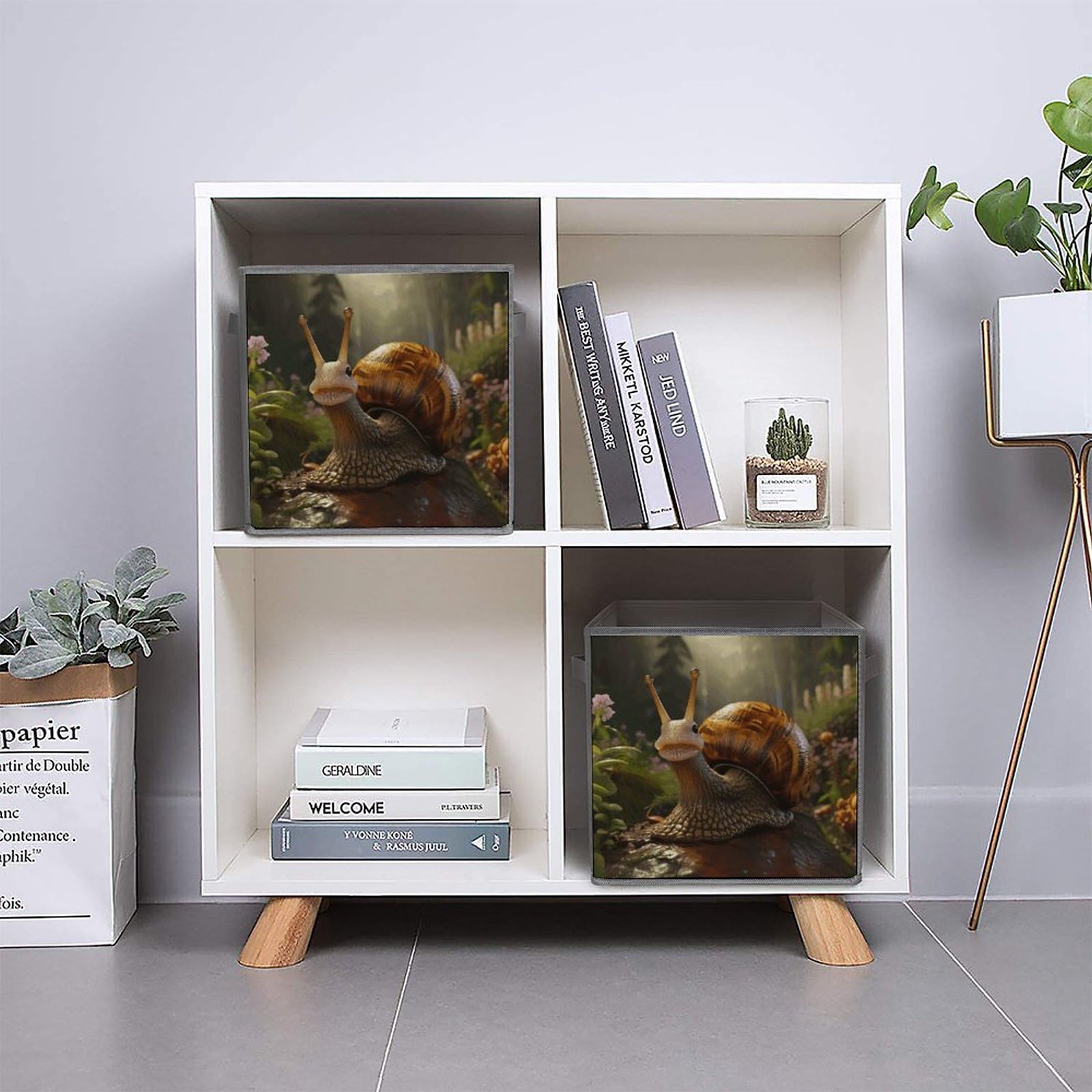 2PCS Foldable Storage Bins with Handles - Large Capacity Cartoon Snail Printed Storage Boxes for Playroom, Office & Home Organization | Perfect for Toys, Books & Clutter Control