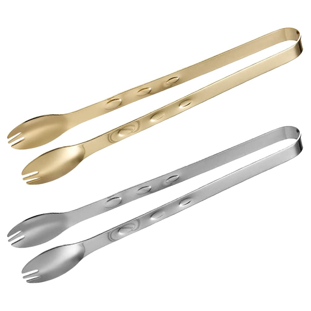 HEMOTON 2-Piece Stainless Steel Kitchen Tongs Set - Food, Sugar, Ice Cube, Bread Toaster & BBQ Grill Tongs for Cooking, Serving & Food Prep | Perfect for Restaurants, Home Kitchens & Outdoor Grilling