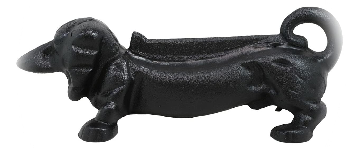 Vintage Cast Iron Dachshund Dog Boot Scraper & Door Stopper - Black Sausage Dog Statue Home Decor (EB-5355GIF) - Perfect for Entryway Mudroom, Farmhouse Style Housewarming Gift & Pet Lover Present