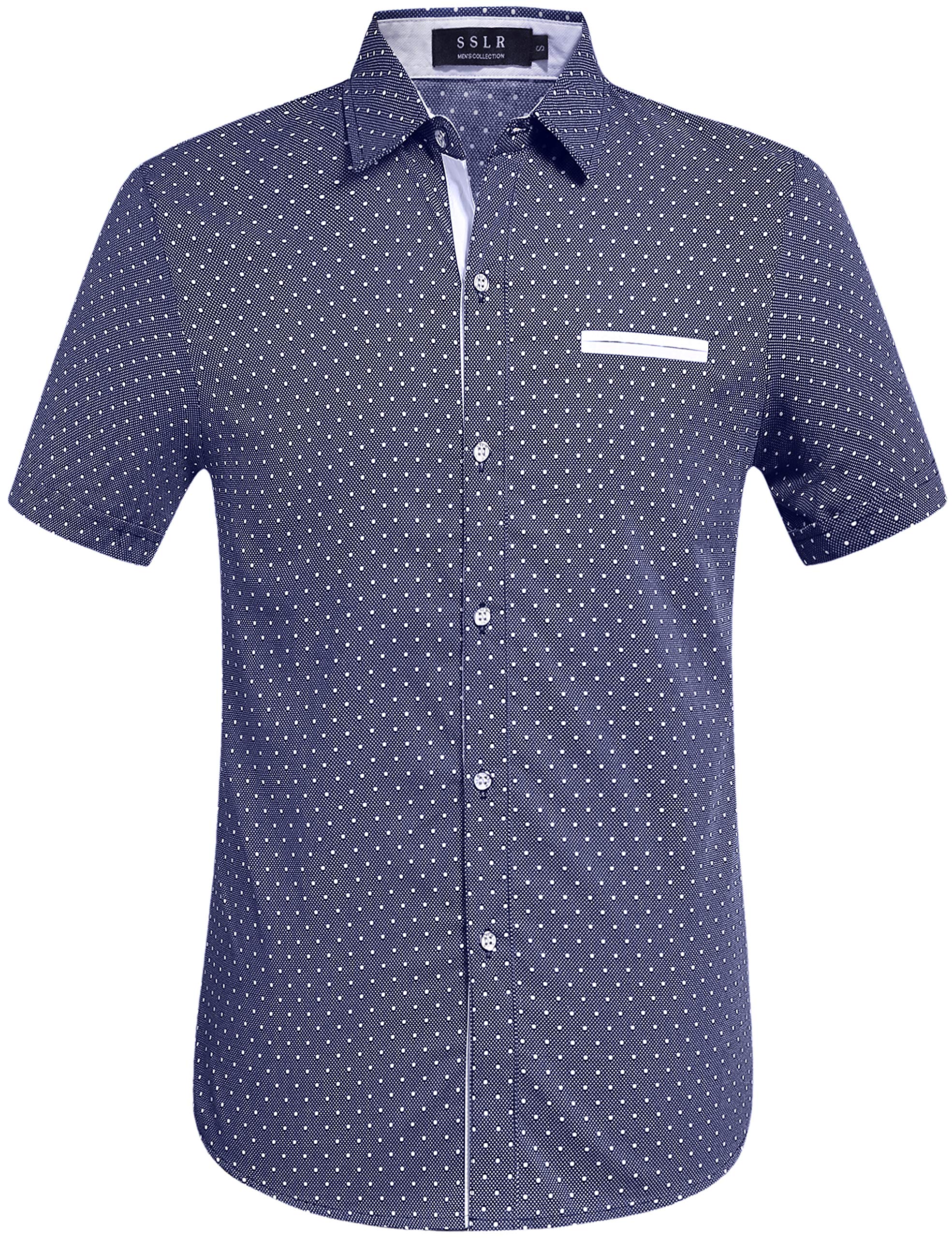Men's Polka Dot Short Sleeve Dress Shirts | Casual Button Up Shirts for Business & Summer Wear | SSLR Formal Office & Party Shirts