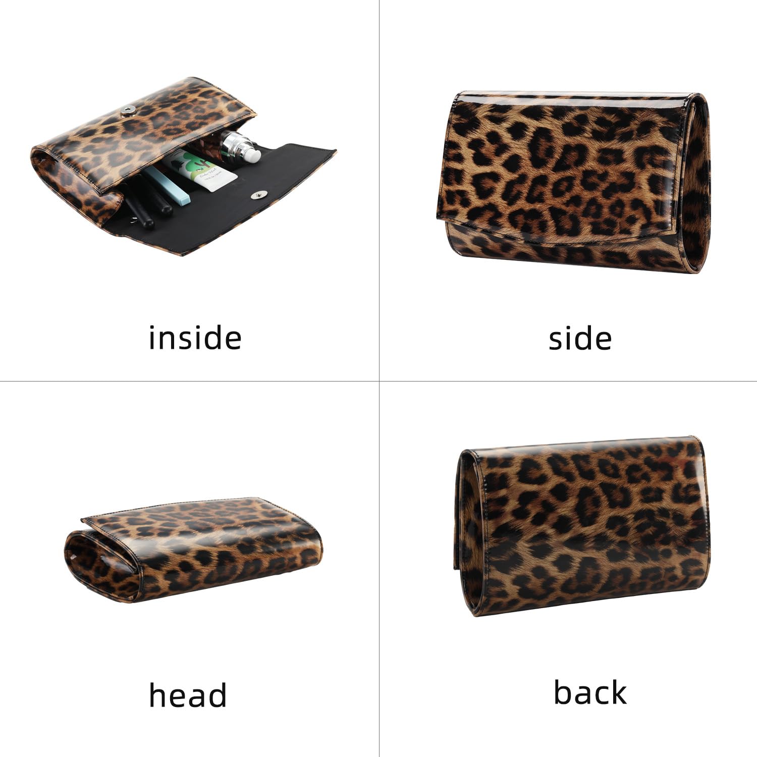 WALLYN'S Women's Patent Leather Wallet - Fashion Clutch Purse & Evening Handbag - Solid Color Crossbody Bag for Parties, Dinner Dates & Special Occasions