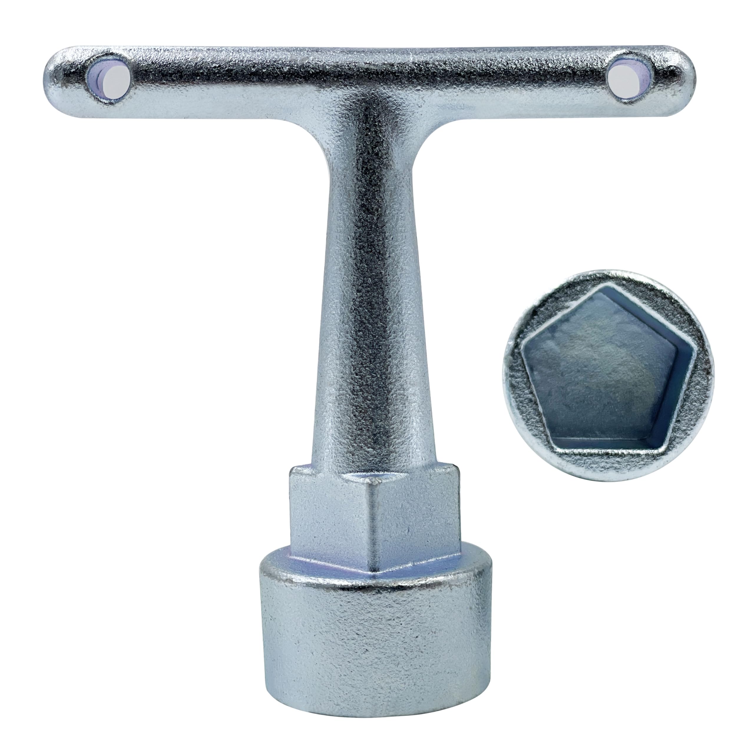 Pentagon Curb Box Wrench - Heavy Duty Water Meter Key & Valve Shut Off Tool for Utility Maintenance | Perfect for Plumbers, City Workers & DIY Home Repairs
