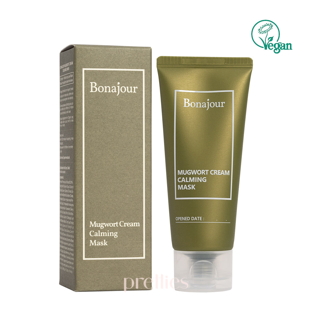 Bonajour Mugwort Cream Calming Mask 50ml - Soothing Facial Treatment for Sensitive Skin | Perfect for Nighttime Skincare Routine & Post-Sun Care