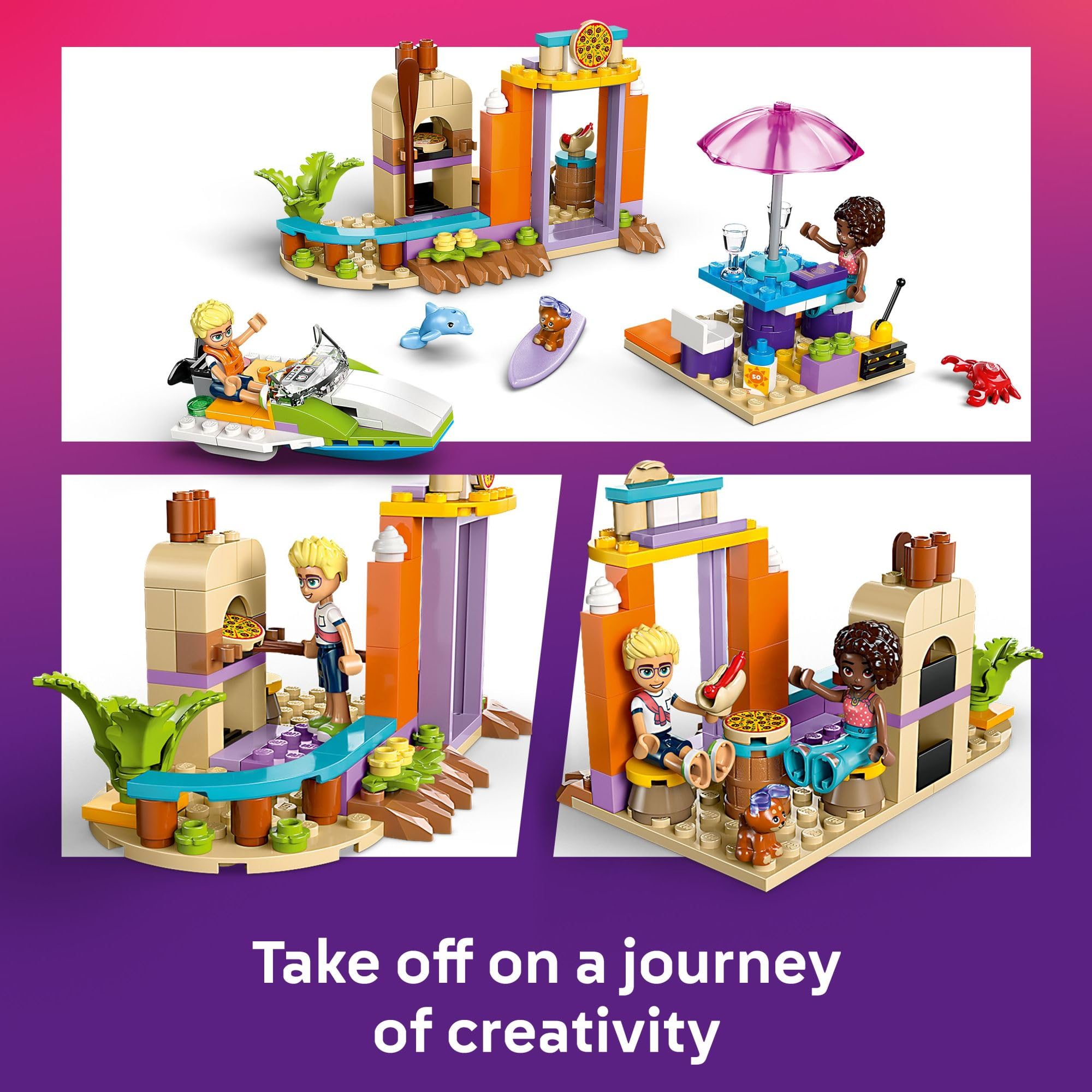 LEGO Friends Creative Beach and Travel Suitcase Toy Building Set - Portable Pretend Play Set for Kids Ages 5+ - STEM Educational Toy with 2 Mini Dolls - Perfect for Travel, Birthday Gifts & Preschool Play - Model 42672